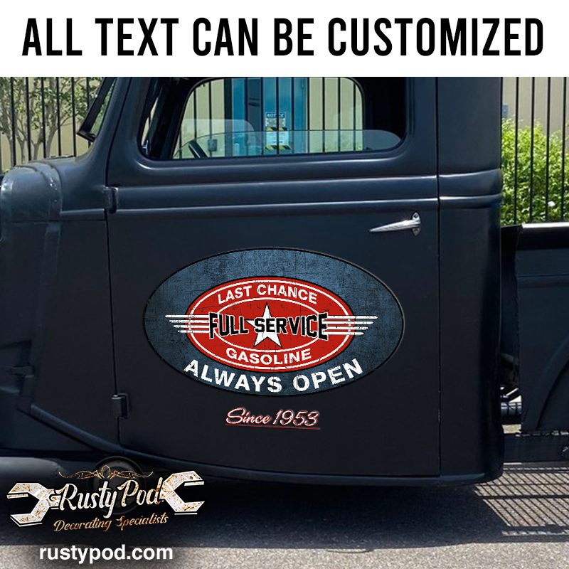 personalized gasoline service lettering sticker 11007